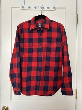 J. Crew Red and Navy Buffalo Plaid Button-Down Shirt